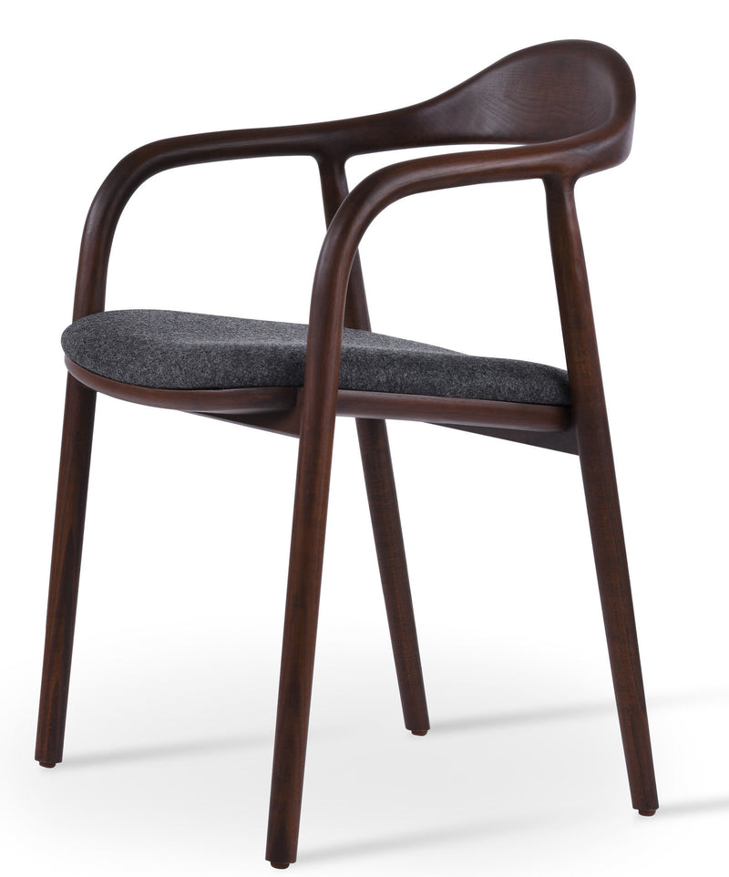 Elliot Upholstered Wood Armchair | Industrial Modern Dining Chair