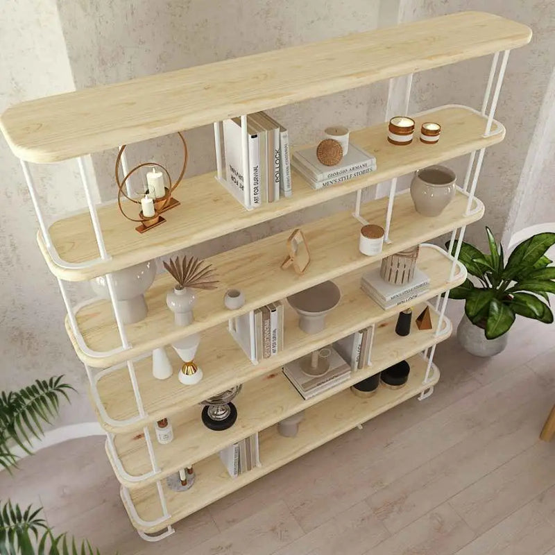Ellis Mid Century Bookshelf | 6 Shelves Pine Wood Design