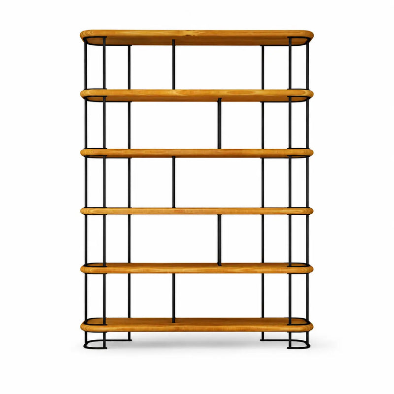 Ellis Mid Century Bookshelf | 6 Shelves Pine Wood Design