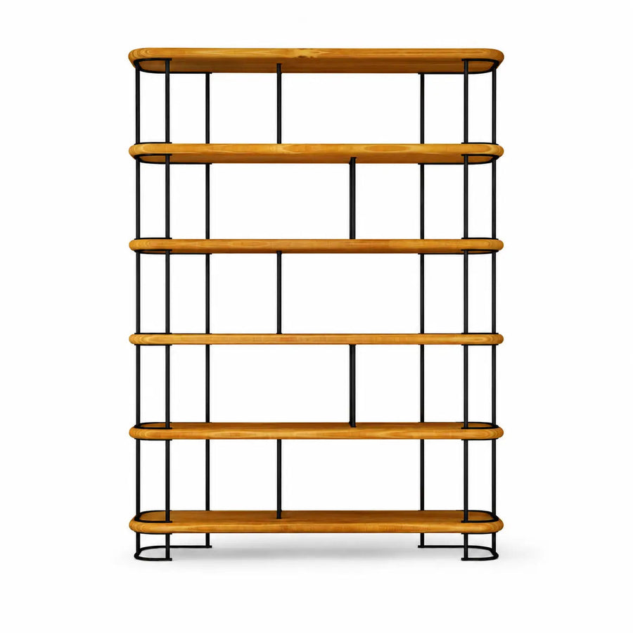 Ellis Mid Century Bookshelf | 6 Shelves Pine Wood Design Mozilya