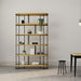 The Ellis Mid Century Bookshelf offers a blend of pine wood shelves and a sturdy metal frame for a rustic yet modern look.