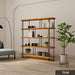 The metal frame of the Ellis bookshelf contrasts beautifully with the light pine wood, offering a durable, stylish storage solution.