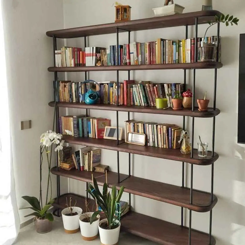 Ellis Mid Century Bookshelf | 6 Shelves Pine Wood Design