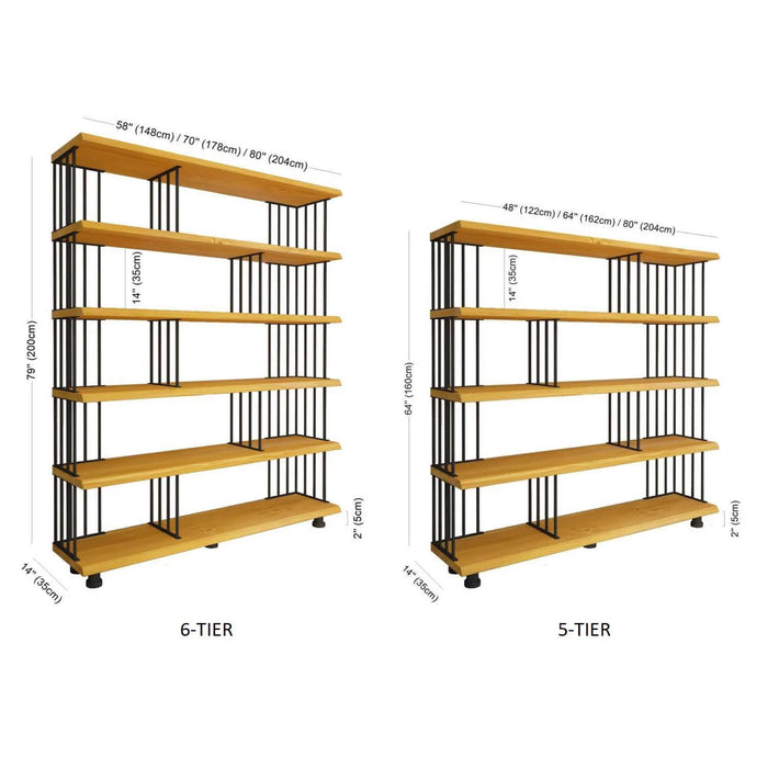 Fargo Solid Pine Wood and Metal Large Bookcase