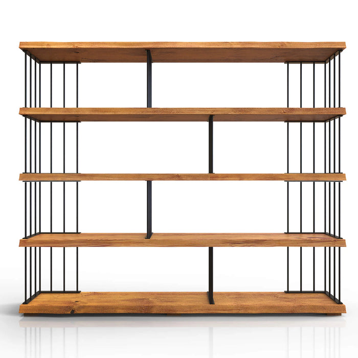 Fargo Solid Pine Wood and Metal Large Bookcase