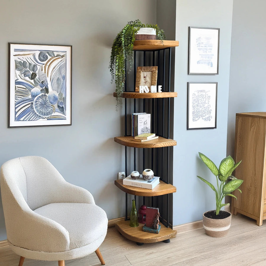 Fargo Solid Wood Corner Bookcase Mozilya