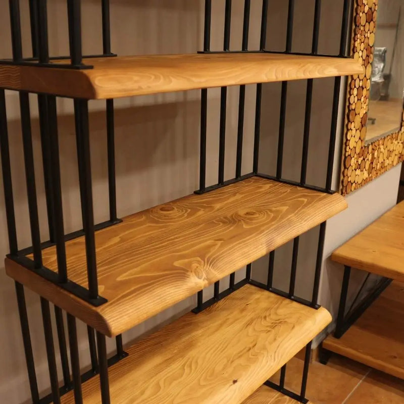 Fargo Metal Wood Bookcase | 6 Shelves Farmhouse Design