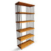 Angle shot of the Fargo Metal Wood Bookcase highlighting its farmhouse design and sturdy structure.