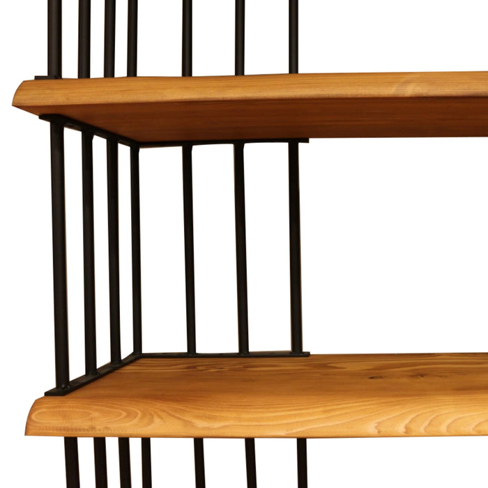 Full-length view of the Fargo Metal Wood Bookcase in a modern living room setting.