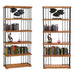 Side-by-side comparison of the bookcase’s metal frame and wooden shelves.