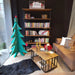 Fargo Metal Wood Bookcase with books and decorative objects styled on its shelves.