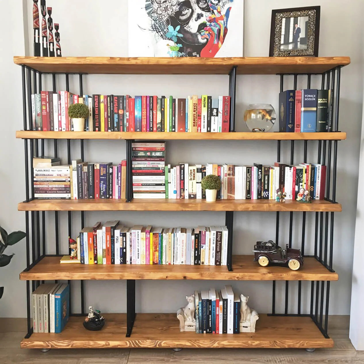 Solid Bookcase Fargo Solid Pine Wood Bookcase | Wide Rustic Design