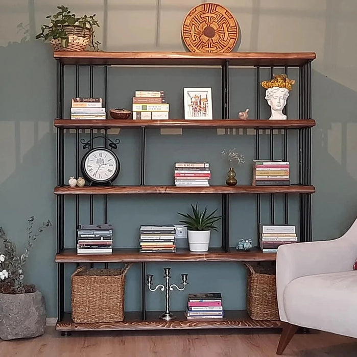 Close-up of the wood texture on the Fargo bookcase, showcasing the quality and craftsmanship of the solid wood.