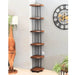 Stylish Fargo corner bookcase filled with books and decorative items in a contemporary space.