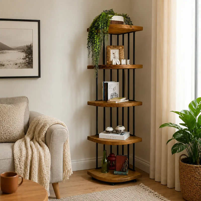 Fargo Solid Wood Corner Bookcase