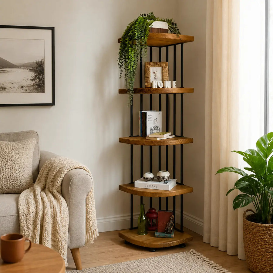 Fargo Solid Wood Corner Bookcase