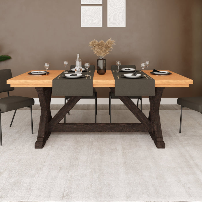 Top view of the Table, highlighting its smooth pine wood surface and clean lines.