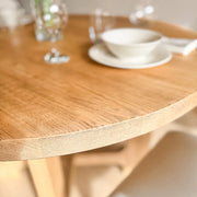 Close-Up of Harlow Round Dining Table Top, Made from Solid Pine Wood