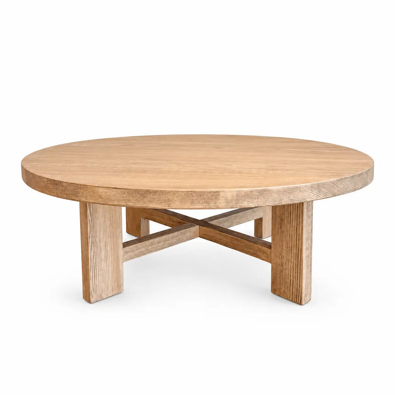 Harlow Round Wood Coffee Table - Farmhouse Style