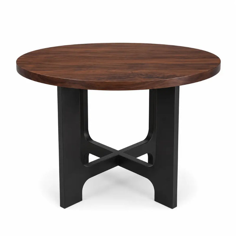 Harlow Solid Walnut Wood Round Dining Table | Farmhouse Country Style