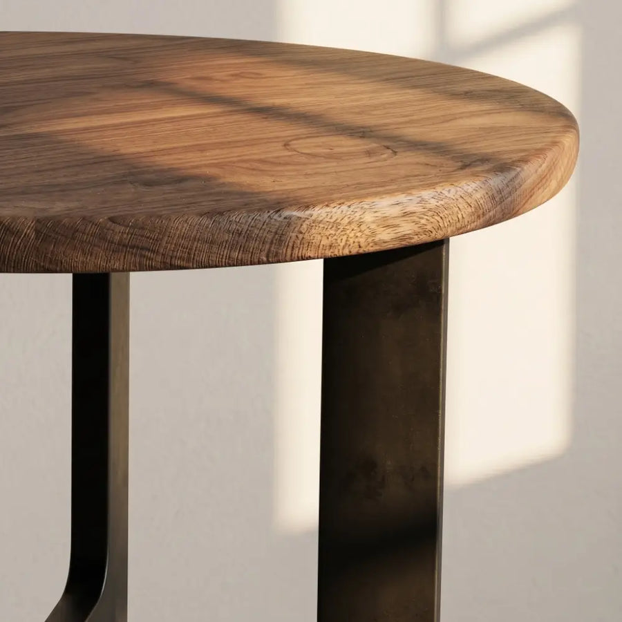 Harlow Solid Walnut Wood Round Dining Table | Farmhouse Country Style