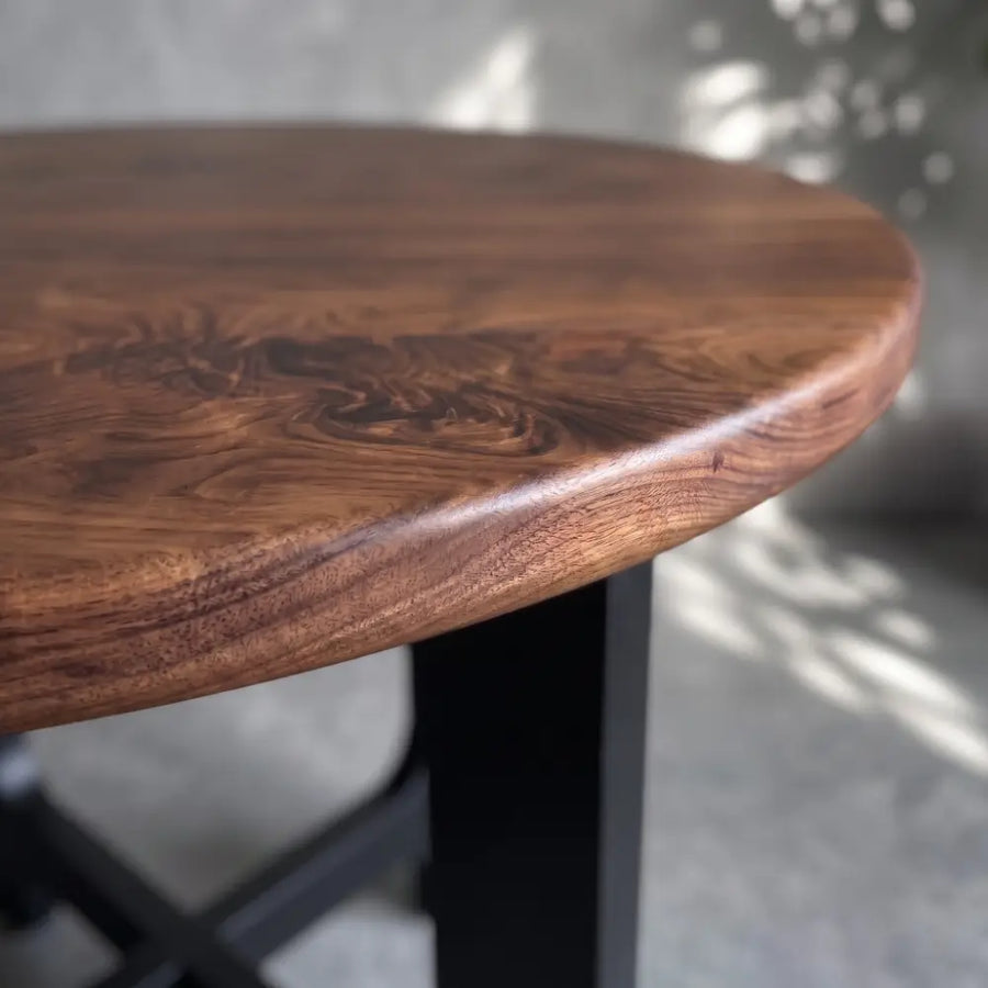 Harlow Solid Walnut Wood Round Dining Table | Farmhouse Country Style