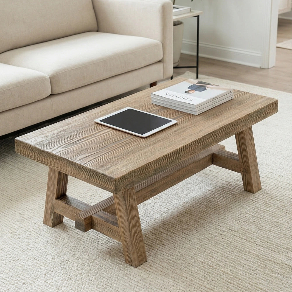 Harman Solid Wood Coffee Table – Rustic Rectangular Design