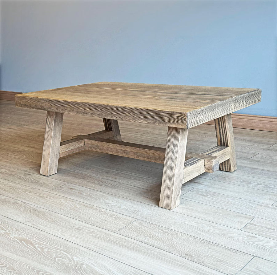 Harman Solid Wood Coffee Table – Rustic Rectangular Design Tomruque Wood Studios