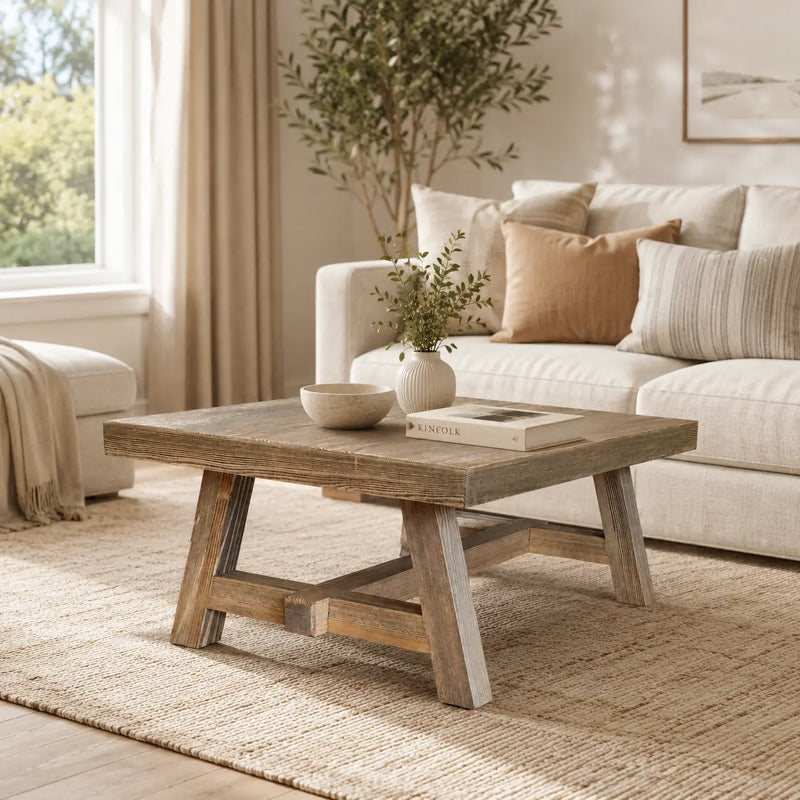 Harman Solid Wood Coffee Table – Rustic Rectangular Design