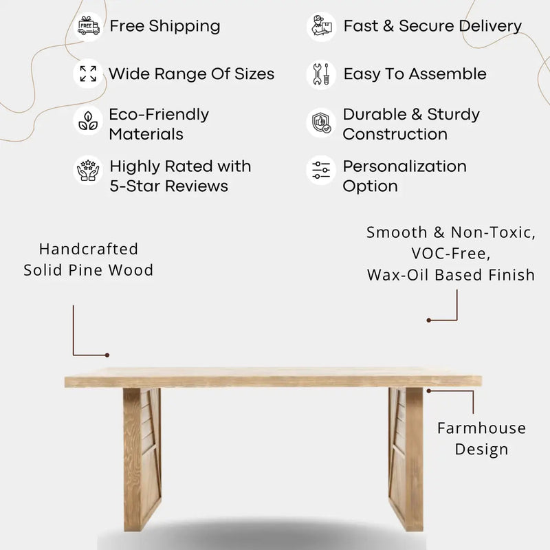 Helena Rustic Dining Room Table | Rectangle Farmhouse Design. Tomruque Wood Studios