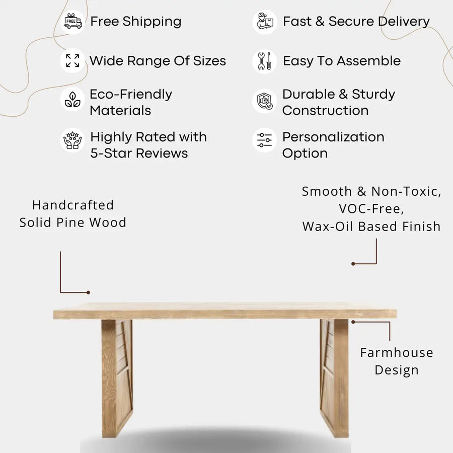 Helena Rustic Dining Room Table | Rectangle Farmhouse Design. Tomruque Wood Studios