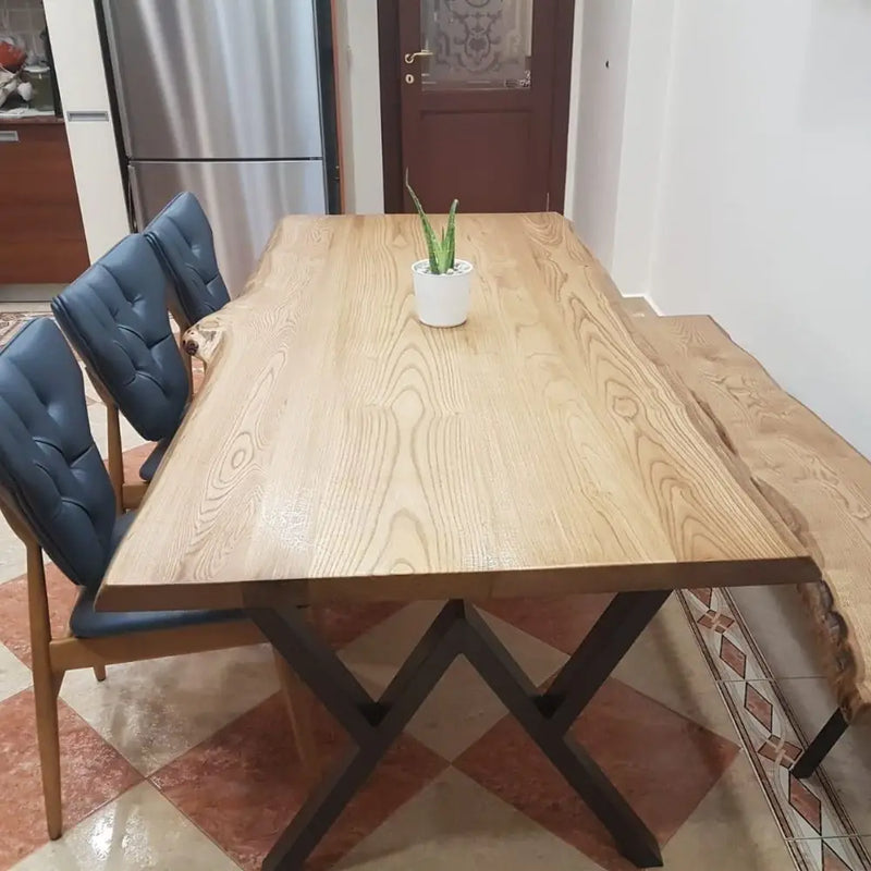 Heritage Solid Chestnut Wood Rectangle Dining Table – Live Edge Design