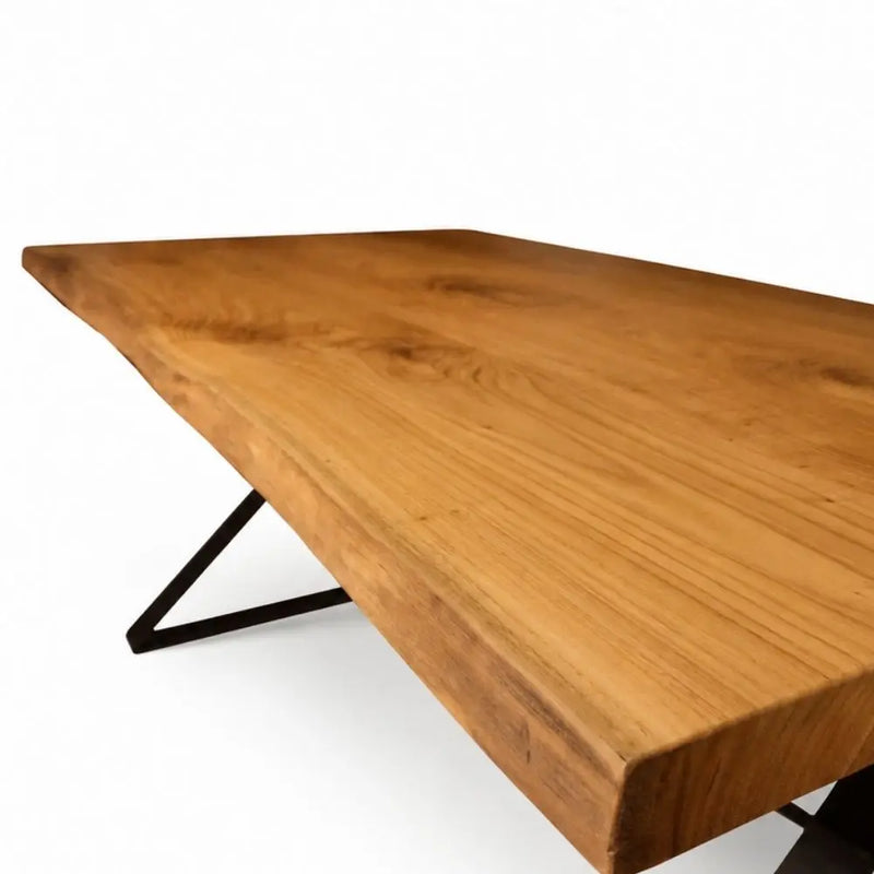 Heritage Solid Chestnut Wood Rectangle Dining Table – Live Edge Design