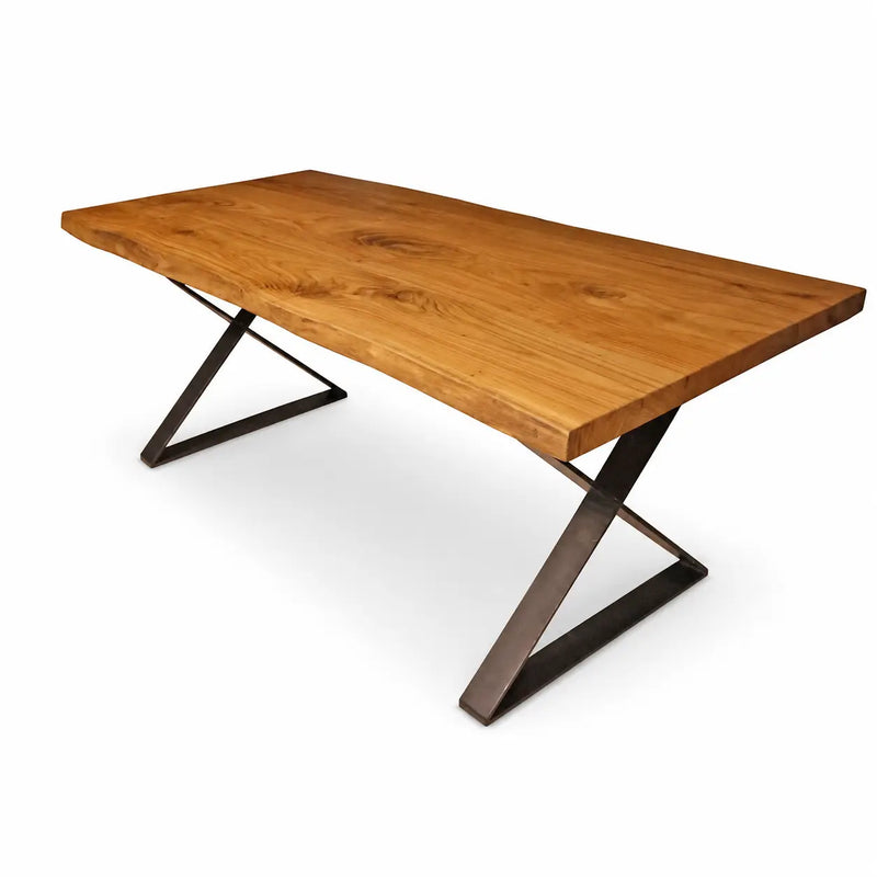 Heritage Solid Chestnut Wood Rectangle Dining Table – Live Edge Design