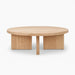 Handcrafted modern round coffee table with natural finish