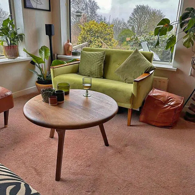 Sidney Solid Walnut Wood Mid Century Round Coffee Table