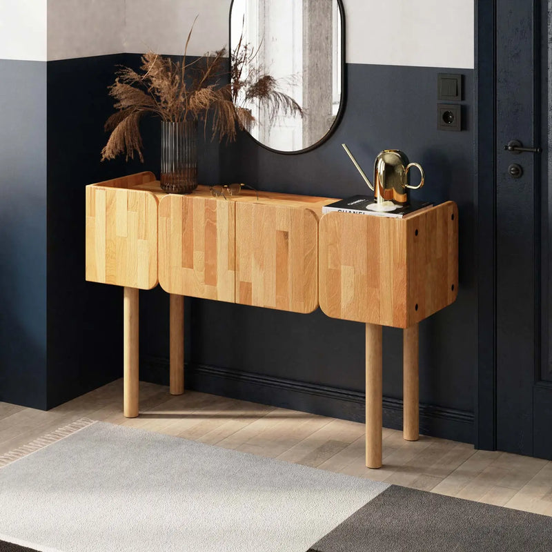 Keno Solid Beech Wood Console Table | Minimalist Entryway Table