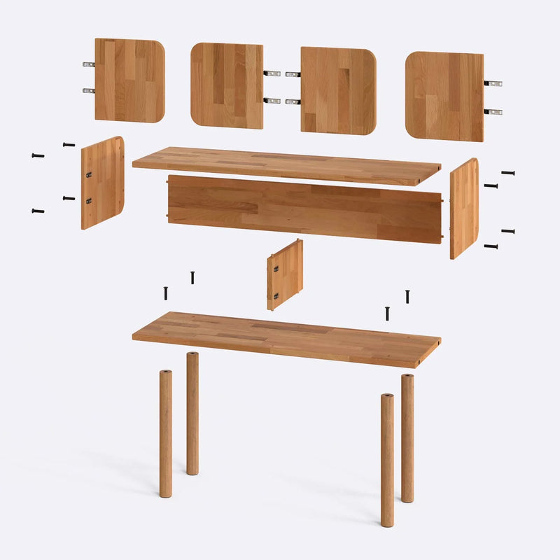 Keno Solid Beech Wood Console Table | Minimalist Entryway Table