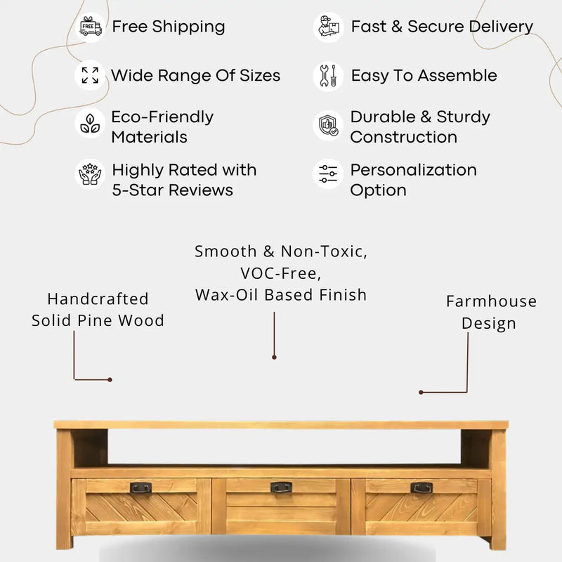 Kinston Solid Pine Wood TV Stand