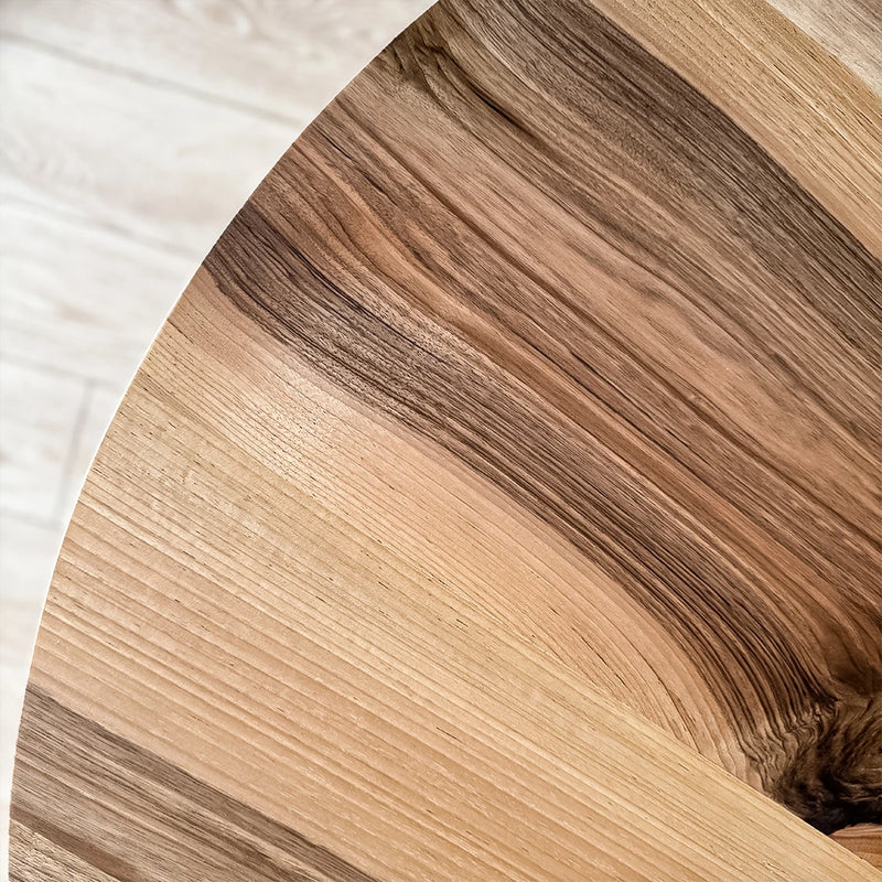 Close-up to the warm natural grains of solid wood material