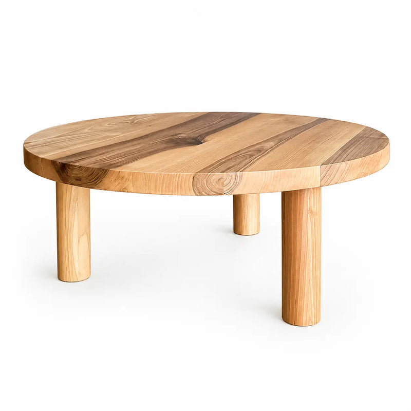 Kyra Round Wooden Coffee Table – Japandi Minimalist Design