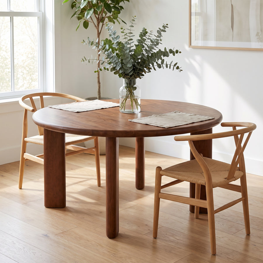 Liva Round Walnut Dining Table | Scandinavian Modern Design