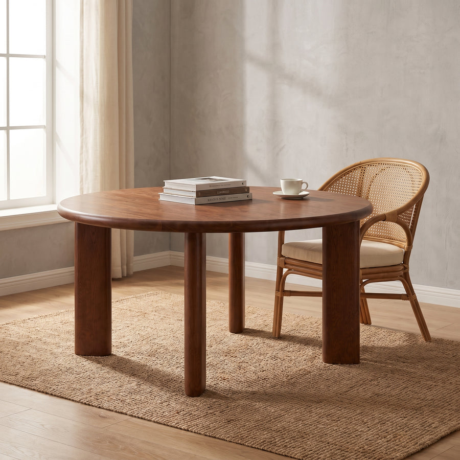 Liva Round Walnut Dining Table | Scandinavian Modern Design