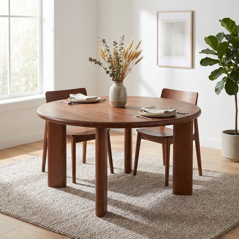 Liva Round Walnut Dining Table | Scandinavian Modern Design