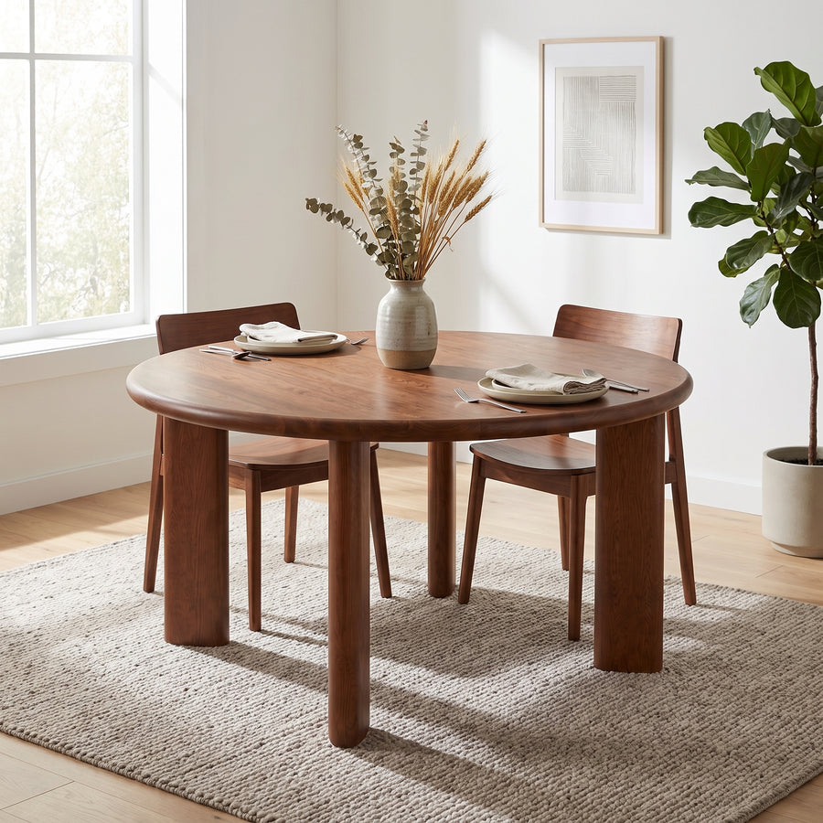 Liva Round Walnut Dining Table | Scandinavian Modern Design