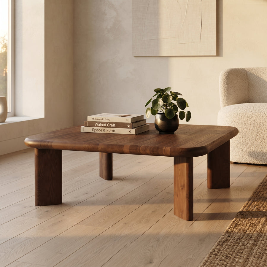 Liva Square Walnut Coffee Table | Scandinavian Modern Design