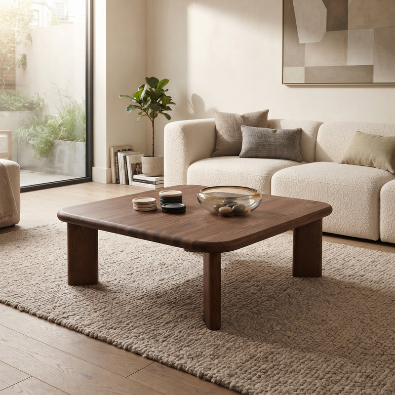 Liva Square Walnut Coffee Table | Scandinavian Modern Design