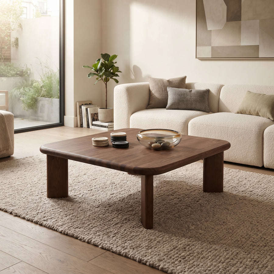 Liva Square Walnut Coffee Table | Scandinavian Modern Design