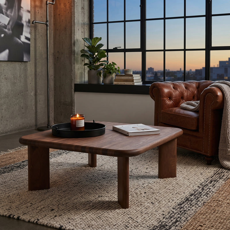 Liva Square Walnut Coffee Table | Scandinavian Modern Design