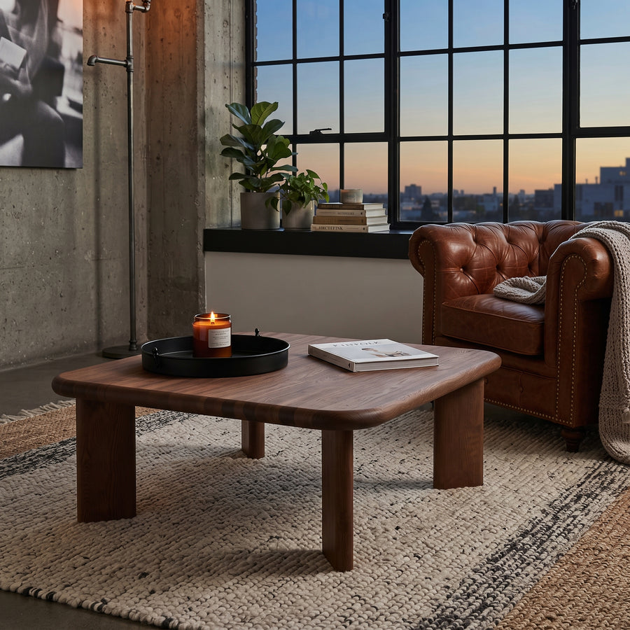 Liva Square Walnut Coffee Table | Scandinavian Modern Design